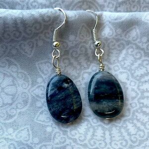 Beautiful Handcrafted Earrings. Blue stone. Not plastic.
